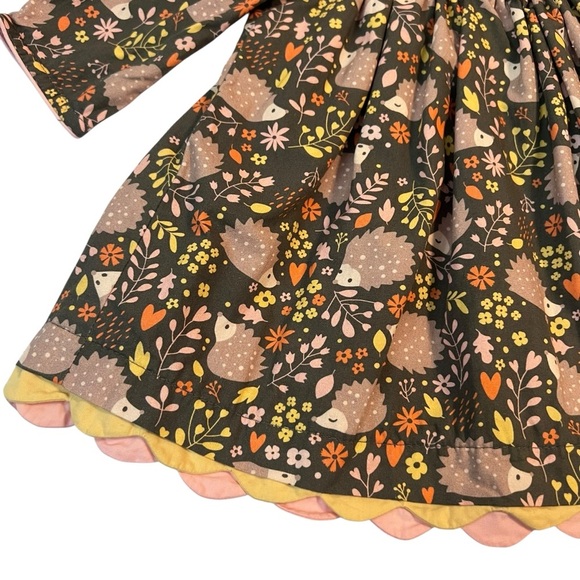 Cotton Kids Hedgehog Print Baby Dress 3M – Peter Pan Collar, Fall Floral - Picture 2 of 9